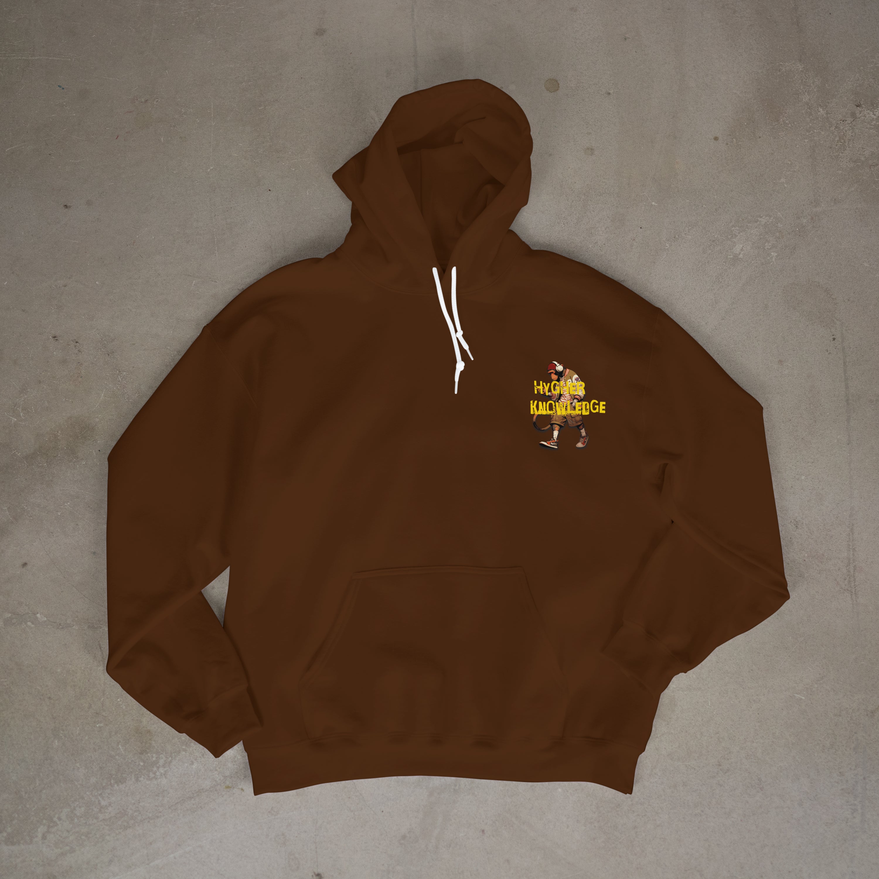 Hygher Knowledge Hoodie Front Logo Design Gold