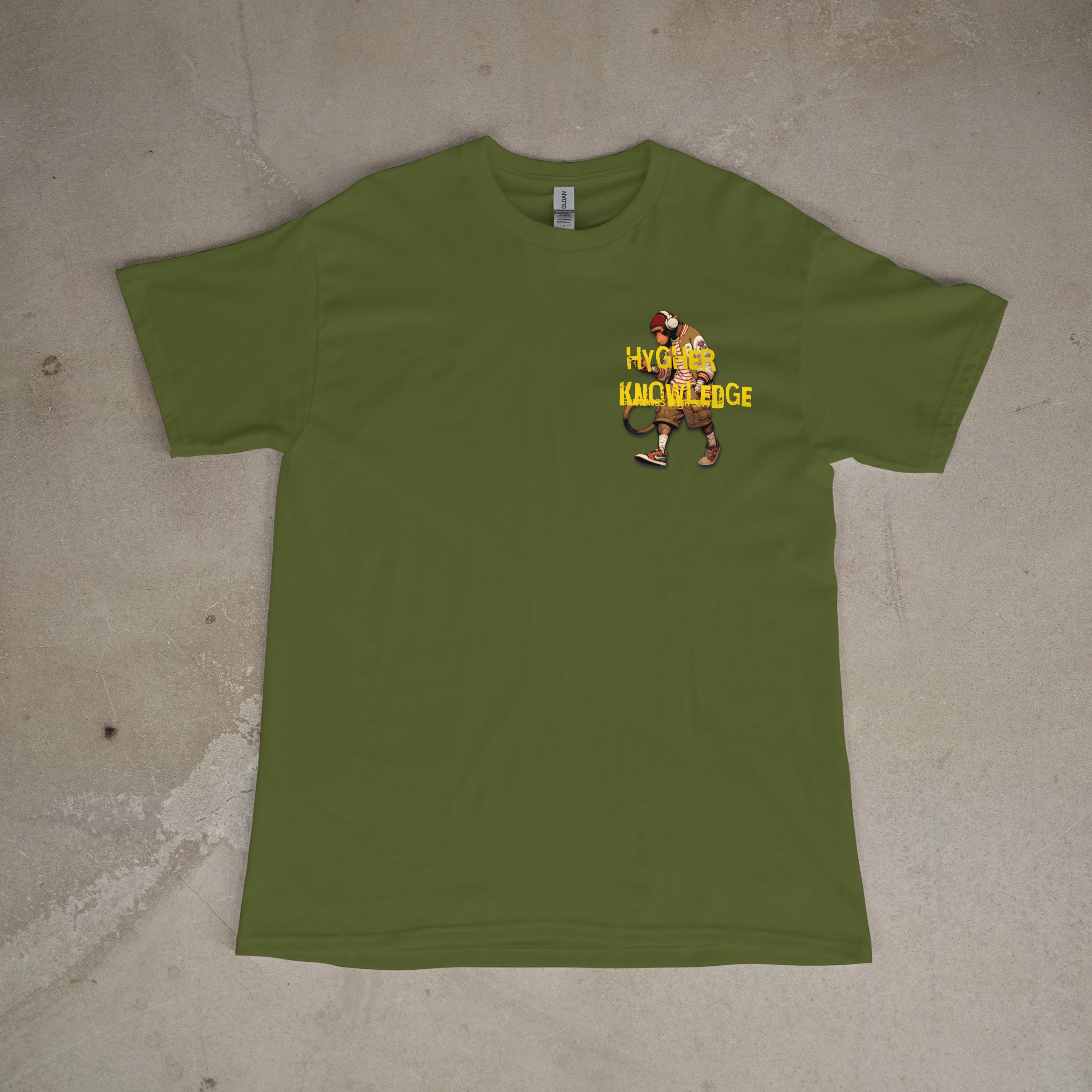 "Greatness Never Settles" Full Back Design with Gold Front Pocket Logo T Shirt