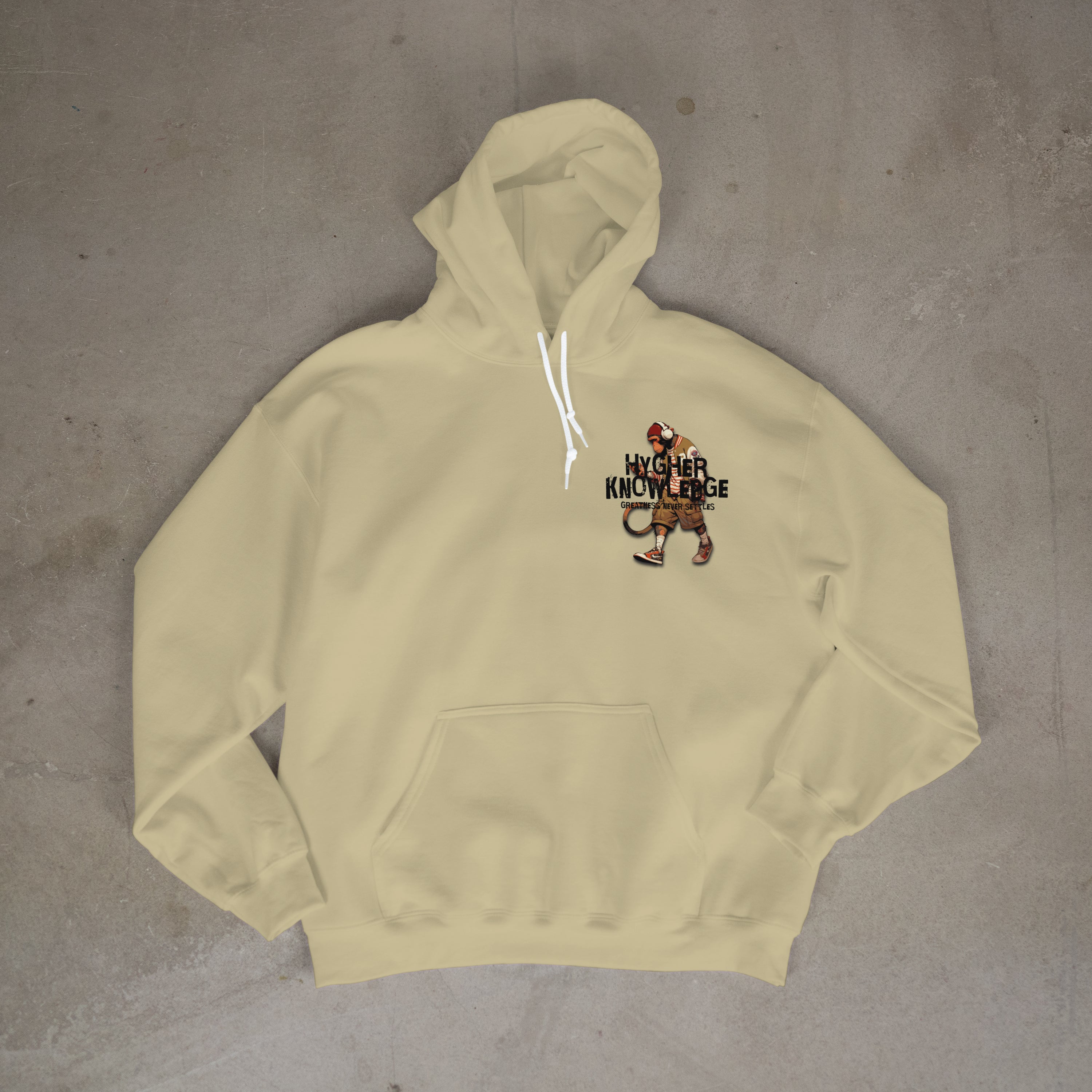 "Greatness Never Settles" Full Back Design with Black Front Pocket Logo Hoodie