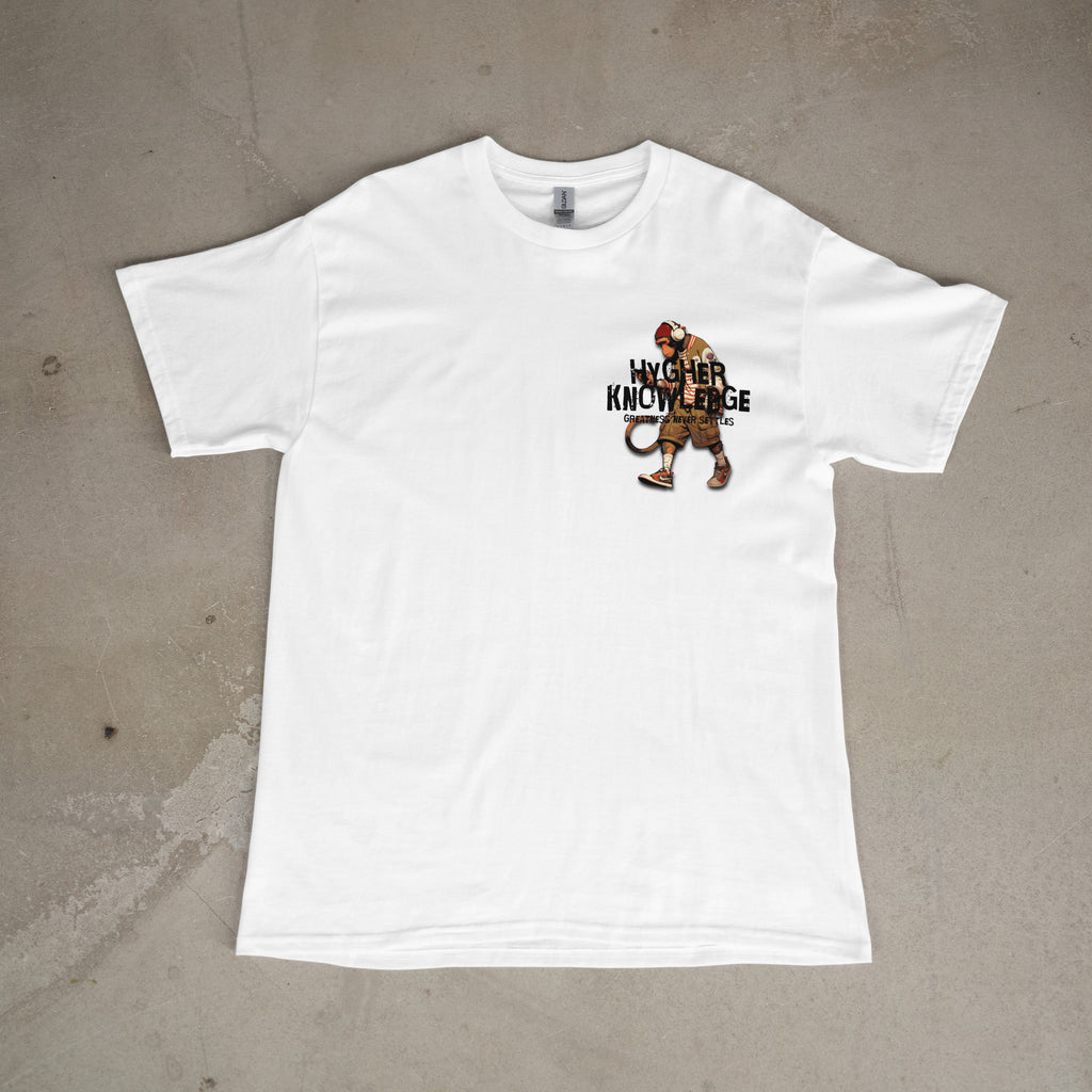 "Greatness Never Settles" Full Back Design with Black Front Pocket Logo T Shirt