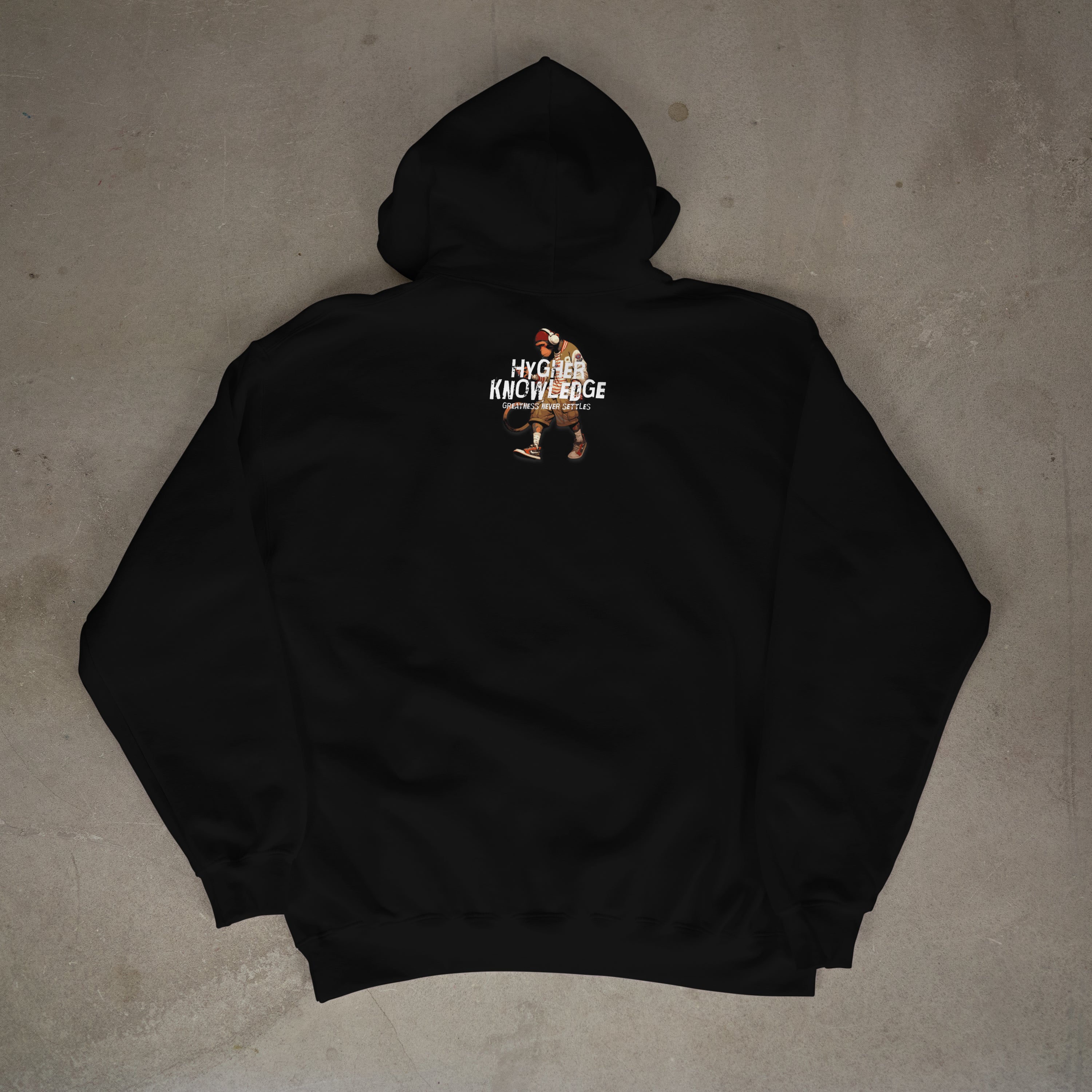 "Greatness Never Settles" Front Design With White Logo on Back Hoodie