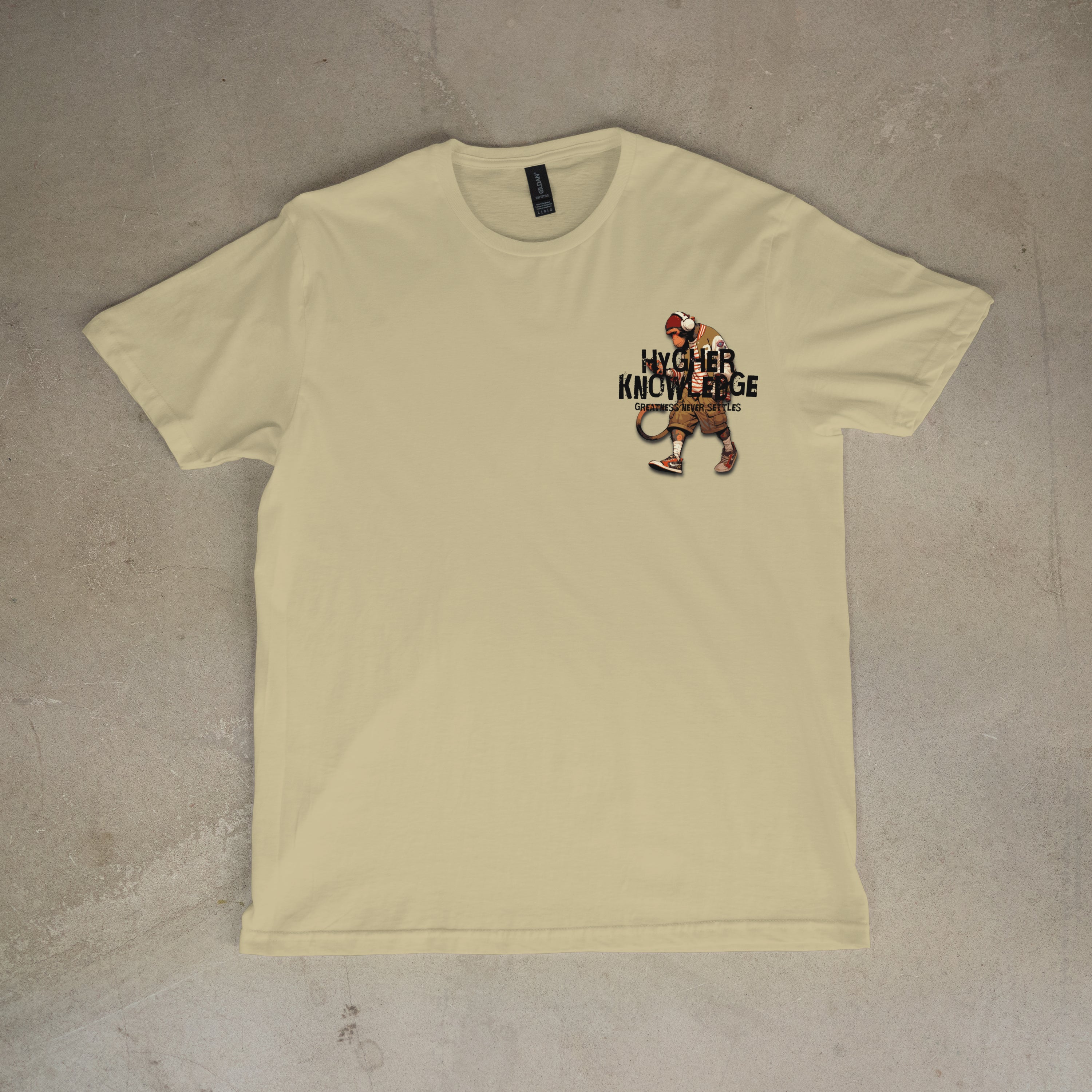 "Greatness Never Settles" Full Back Design with Black Front Pocket Logo T Shirt