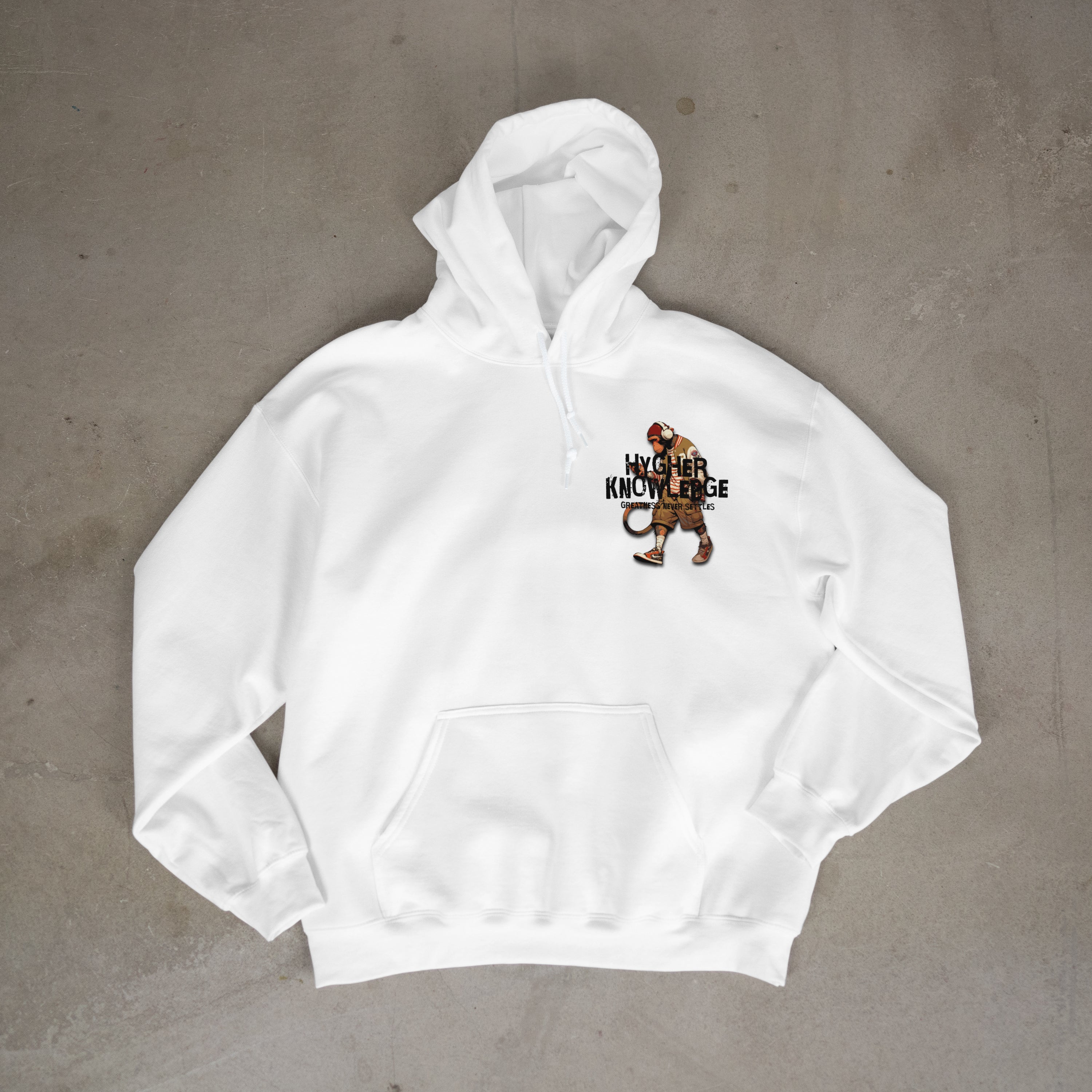 "Greatness Never Settles" Full Back Design with Black Front Pocket Logo Hoodie