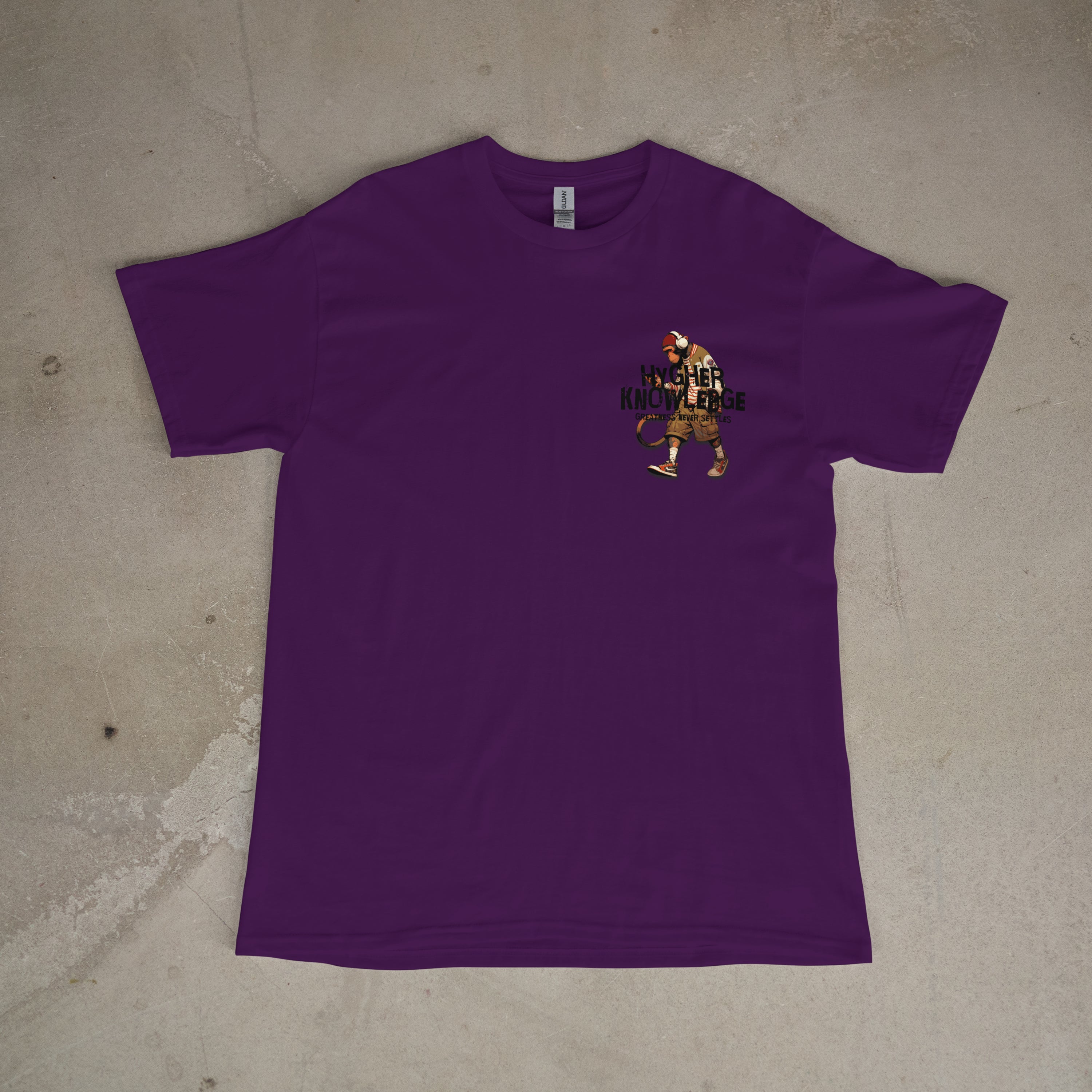 Short Sleeve Shirt Hygher Knowledge Front Logo Design Black