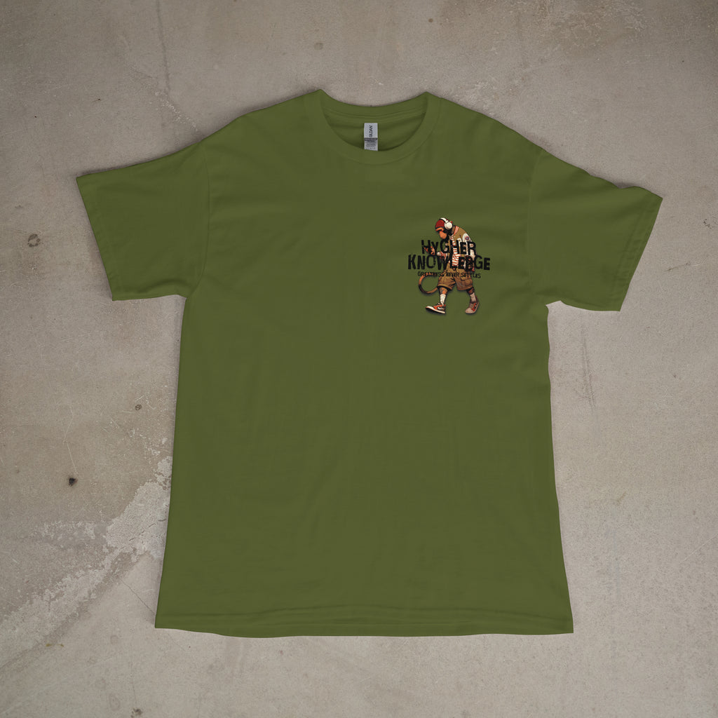 "Greatness Never Settles" Full Back Design with Black Front Pocket Logo T Shirt