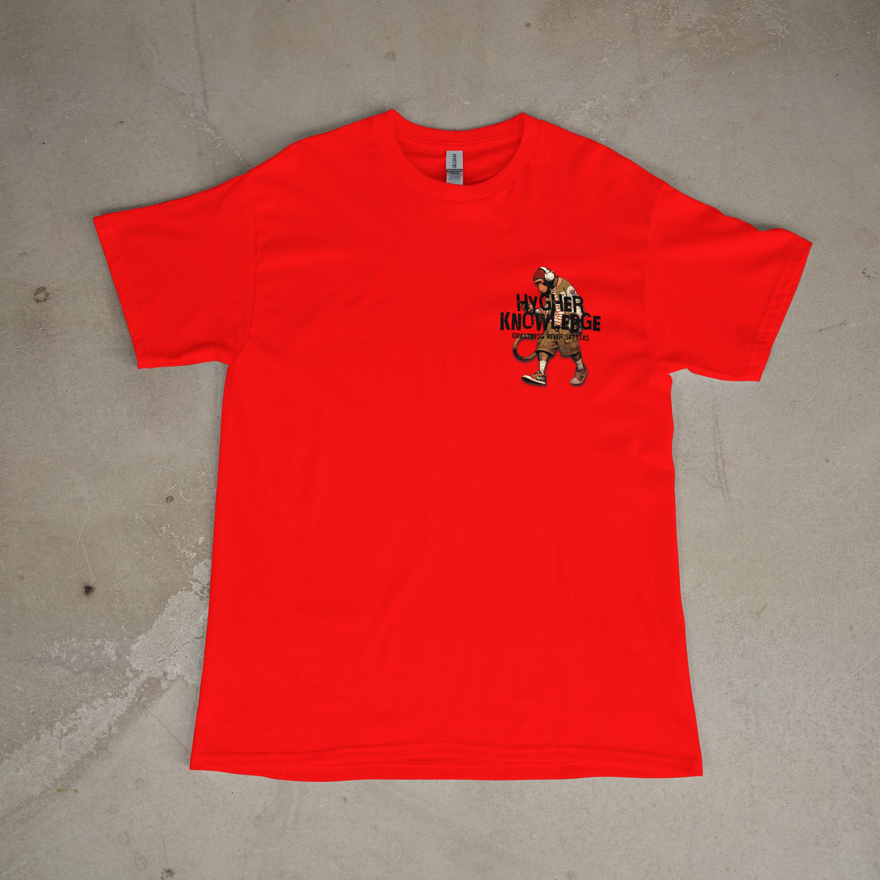 "Greatness Never Settles" Full Back Design with Black Front Pocket Logo T Shirt