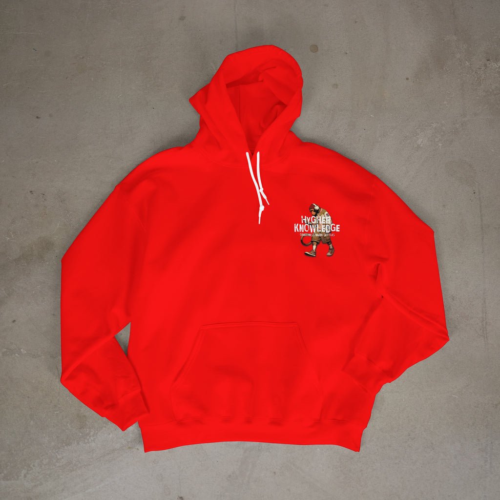 "Greatness Never Settles" Full Back Design with White Front Pocket Logo Hoodie