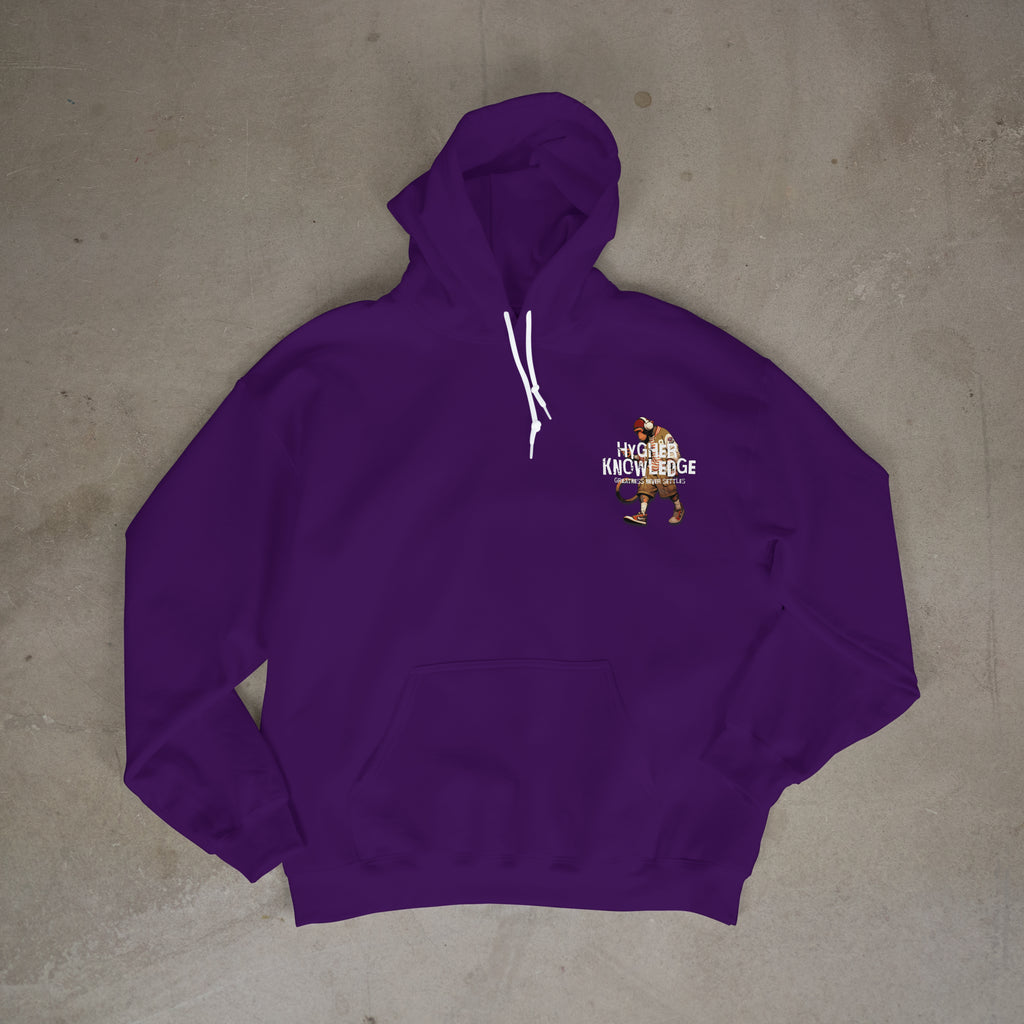 "Greatness Never Settles" Full Back Design with White Front Pocket Logo Hoodie