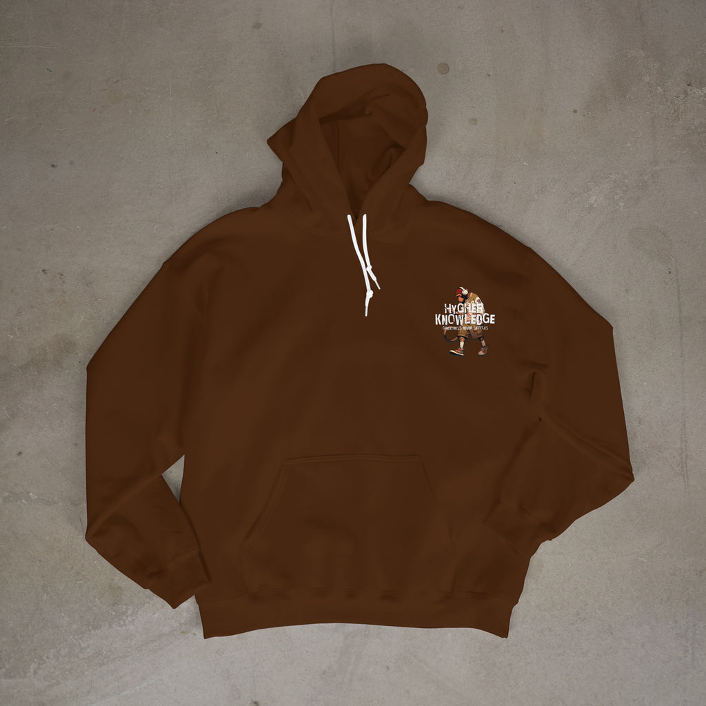 "Greatness Never Settles" Full Back Design with White Front Pocket Logo Hoodie
