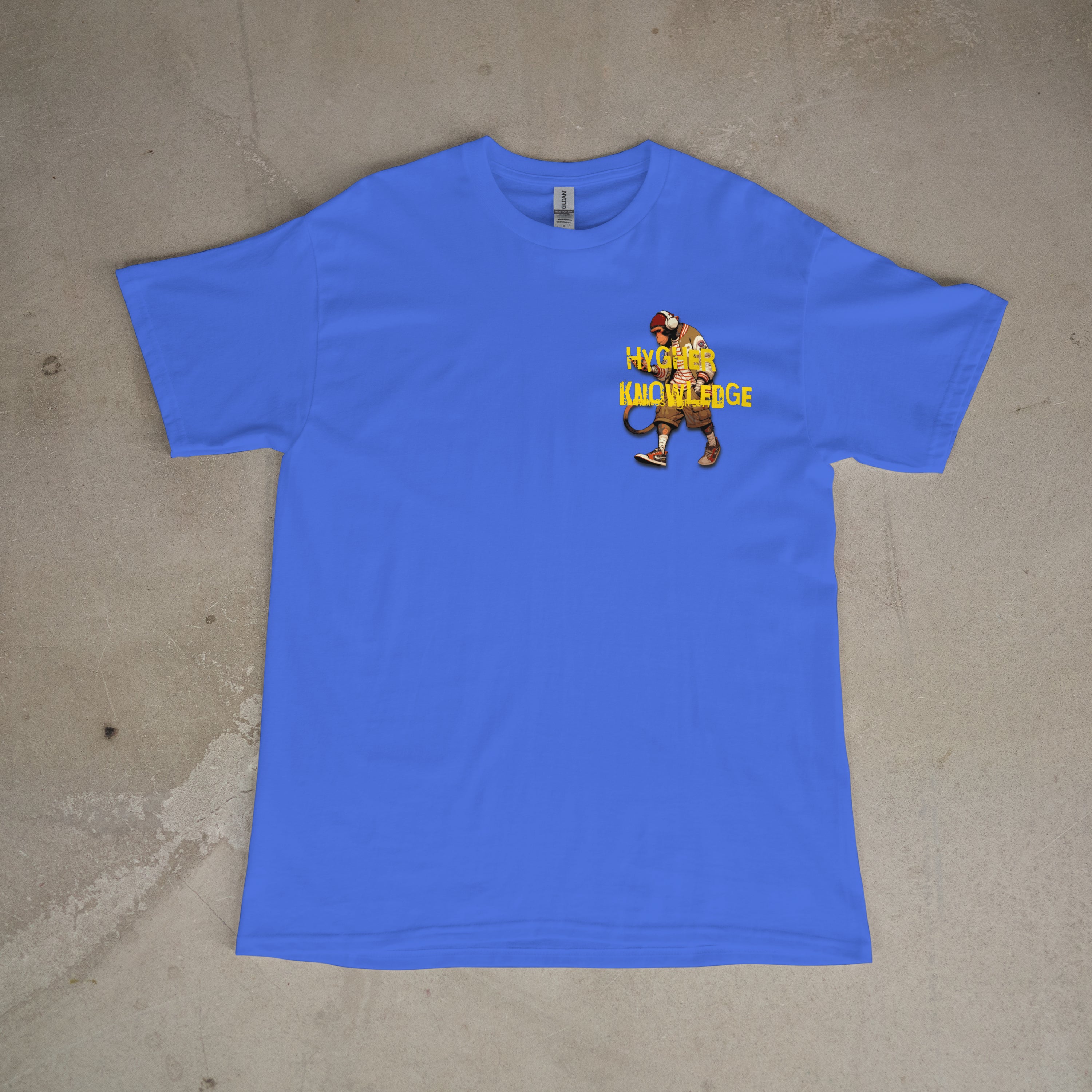 Short Sleeve Shirt Hygher Knowledge Front Logo Design Gold