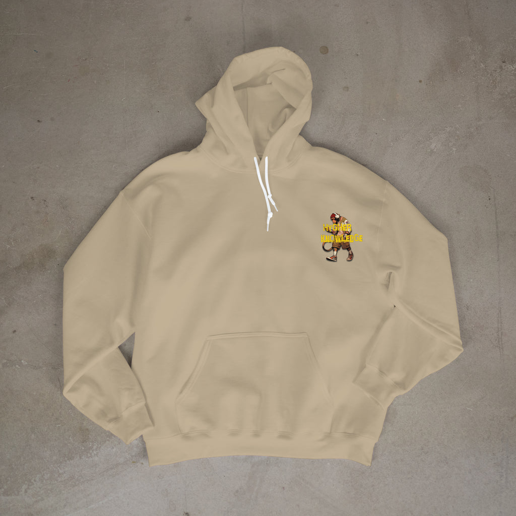 "Greatness Never Settles" Full Back Design with Gold Front Pocket Logo Hoodie