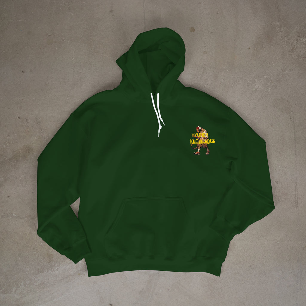 "Greatness Never Settles" Full Back Design with Gold Front Pocket Logo Hoodie