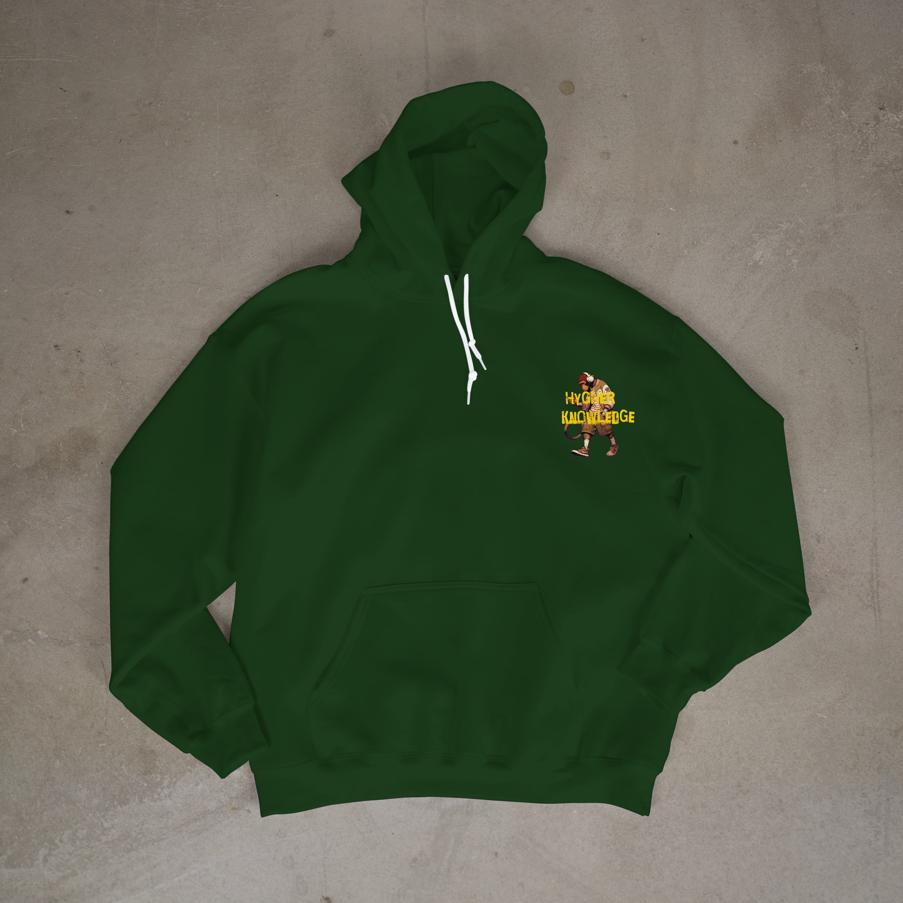 Hygher Knowledge Hoodie Front Logo Design Gold