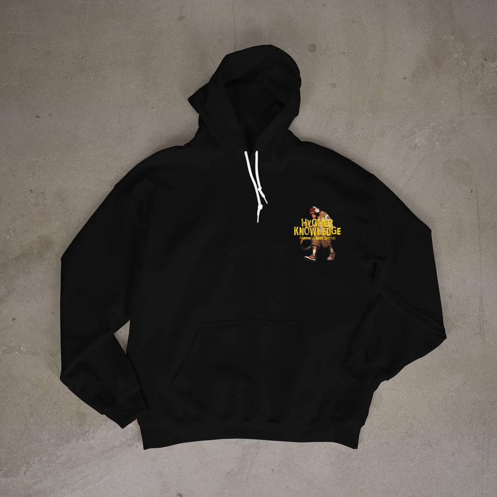 "Greatness Never Settles" Full Back Design with Gold Front Pocket Logo Hoodie