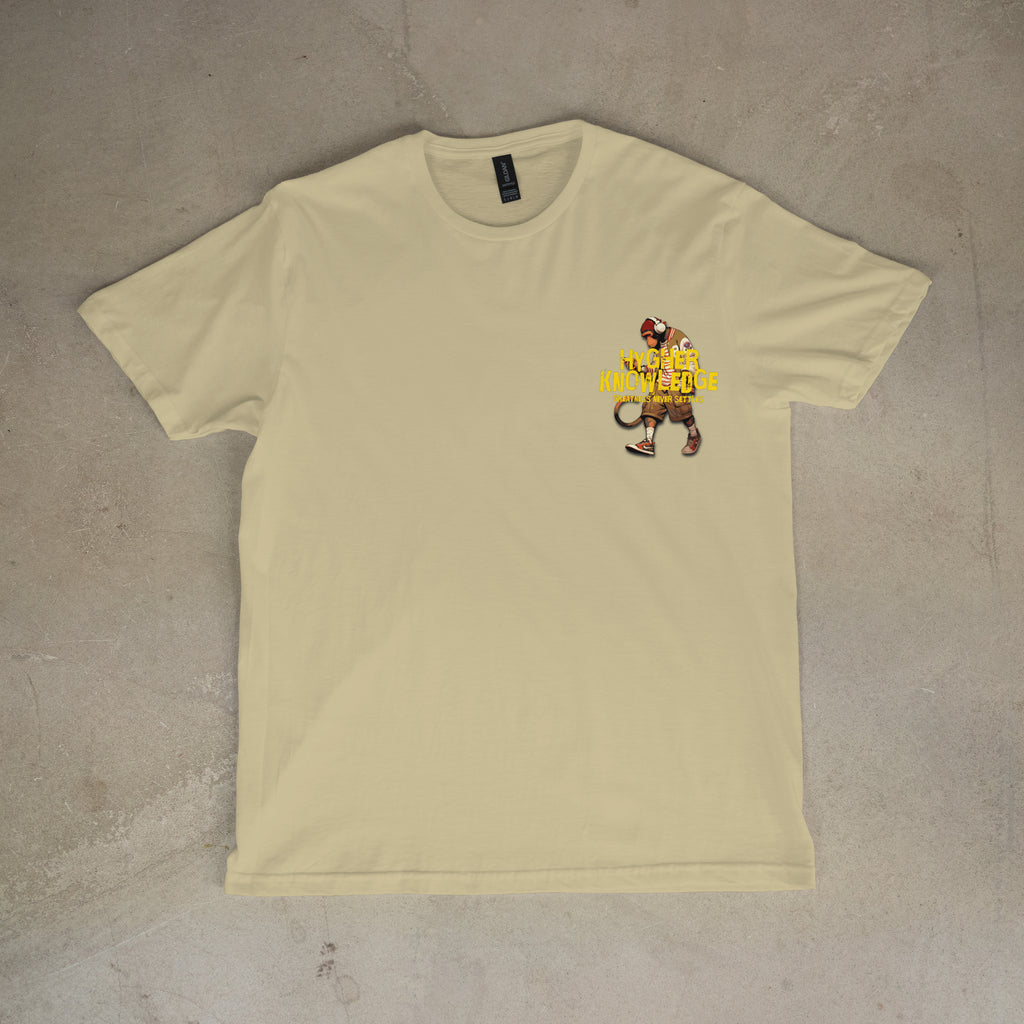 "Greatness Never Settles" Full Back Design with Gold Front Pocket Logo T Shirt