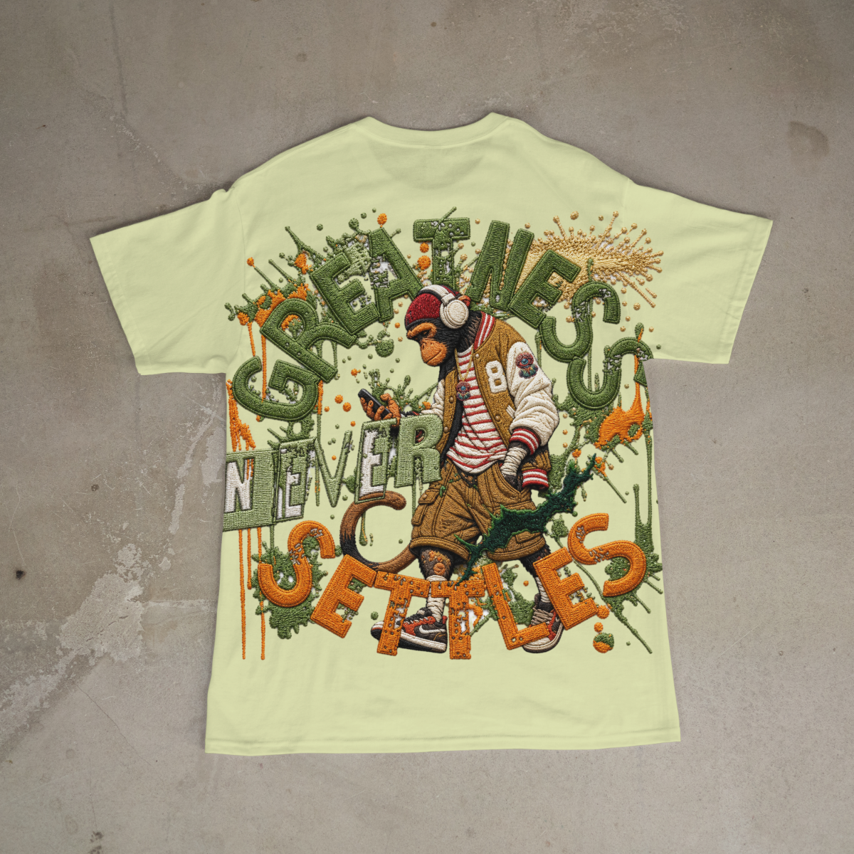 Greatness Never Settles Tee Green