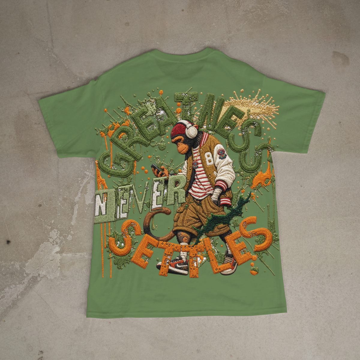Greatness Never Settles Tee Green